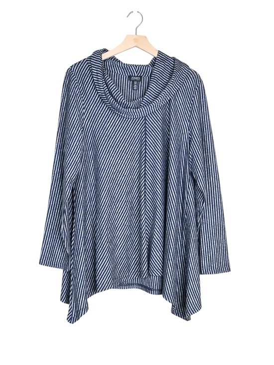 Jones New York Tops - Jones New York Women's 1X Cowl Neck Vertical & Diagonal Stripes Flowy Tunic NEW